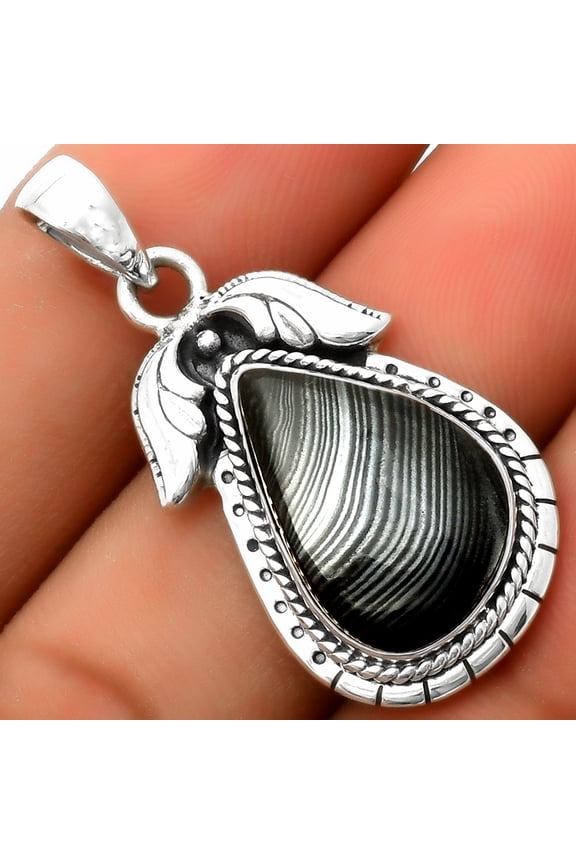 Crown Of Silver Psilomelane - Black Malachite 925 Silver Pendant Jewelry P-1567 SDP114583