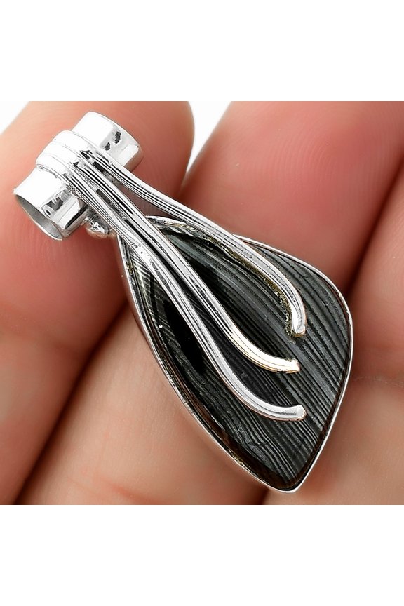 Crown Of Silver Psilomelane - Black Malachite 925 Silver Pendant Jewelry P-1675 SDP109594