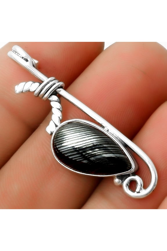 Crown Of Silver Psilomelane - Black Malachite 925 Silver Pendant Jewelry P-1682 SDP112914