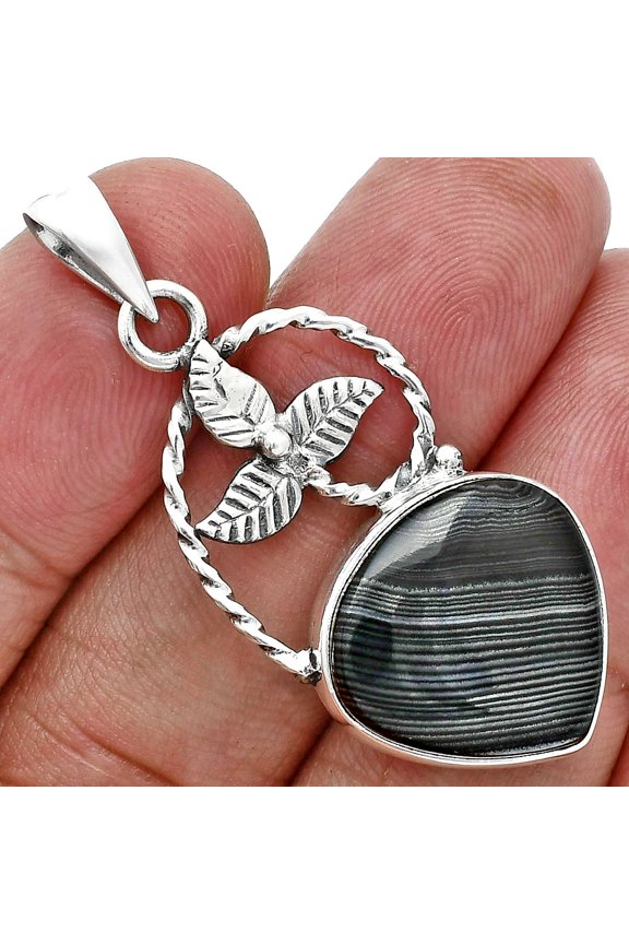 Crown Of Silver Psilomelane - Black Malachite 925 Silver Pendant Jewelry P-1688 SDP157519