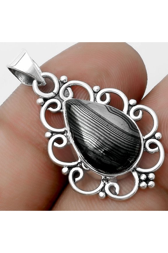 Crown Of Silver Psilomelane - Black Malachite 925 Silver Pendant Jewelry P-1699 SDP121237