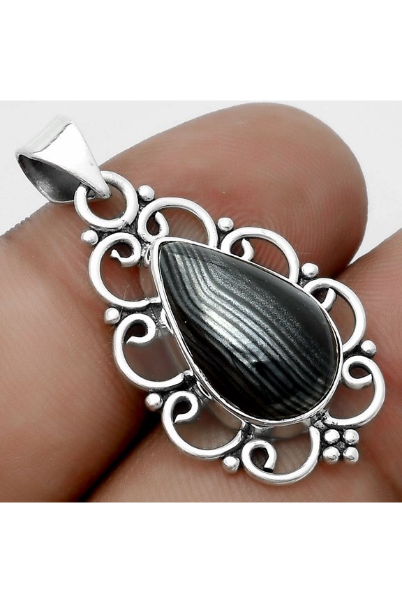 Crown Of Silver Psilomelane - Black Malachite 925 Silver Pendant Jewelry P-1699 SDP121251