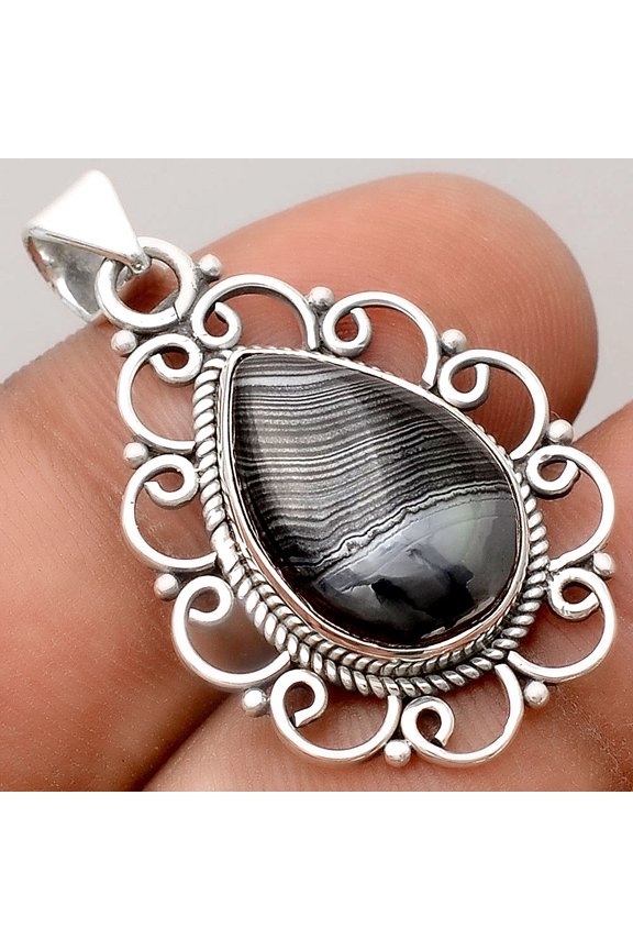 Crown Of Silver Psilomelane - Black Malachite 925 Silver Pendant Jewelry P-1699 SDP155814