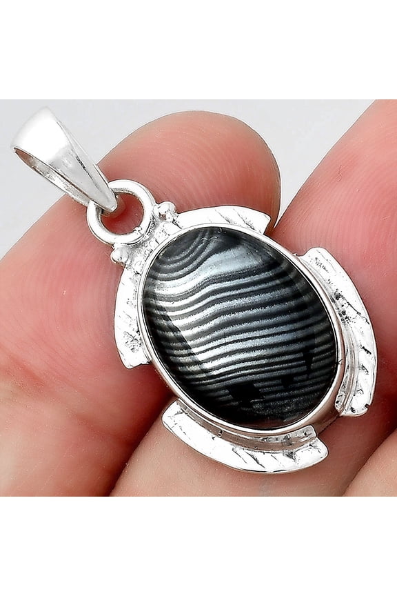 Crown Of Silver Psilomelane - Black Malachite 925 Silver Pendant Jewelry P-1705 SDP156264