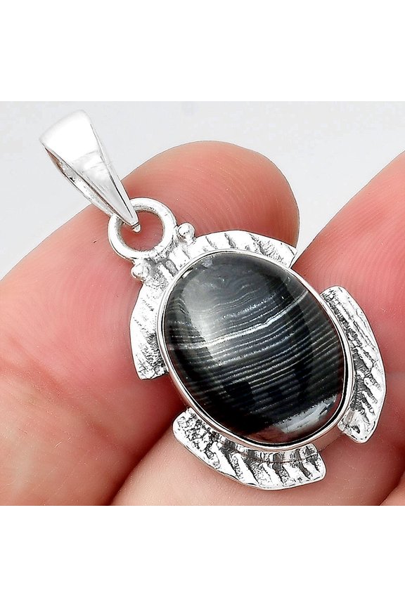 Crown Of Silver Psilomelane - Black Malachite 925 Silver Pendant Jewelry P-1705 SDP156269