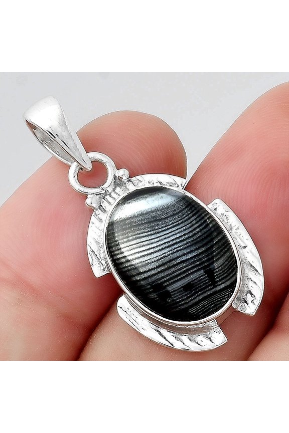 Crown Of Silver Psilomelane - Black Malachite 925 Silver Pendant Jewelry P-1705 SDP156272