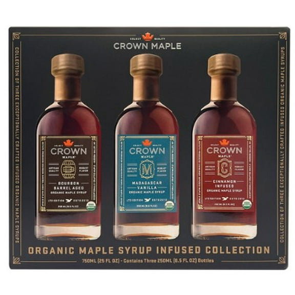 Crown Organic Infused Maple Syrup Variety Pack, 8.5fl oz, 3count