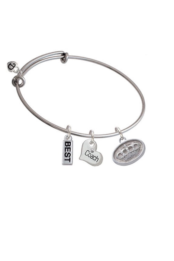 Crown - Oval Seal Coach Heart Expandable Bangle Bracelet