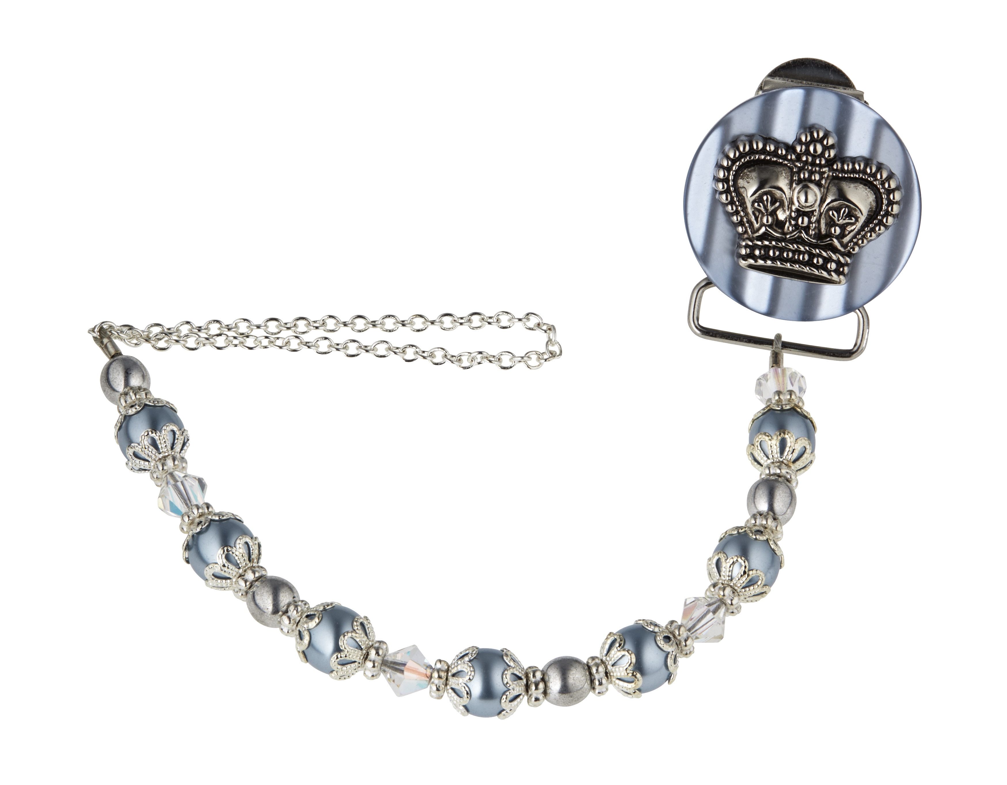 Crown Pacifier Clip with Matching Pearls
