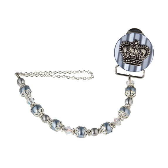Crown Pacifier Clip with Matching Pearls