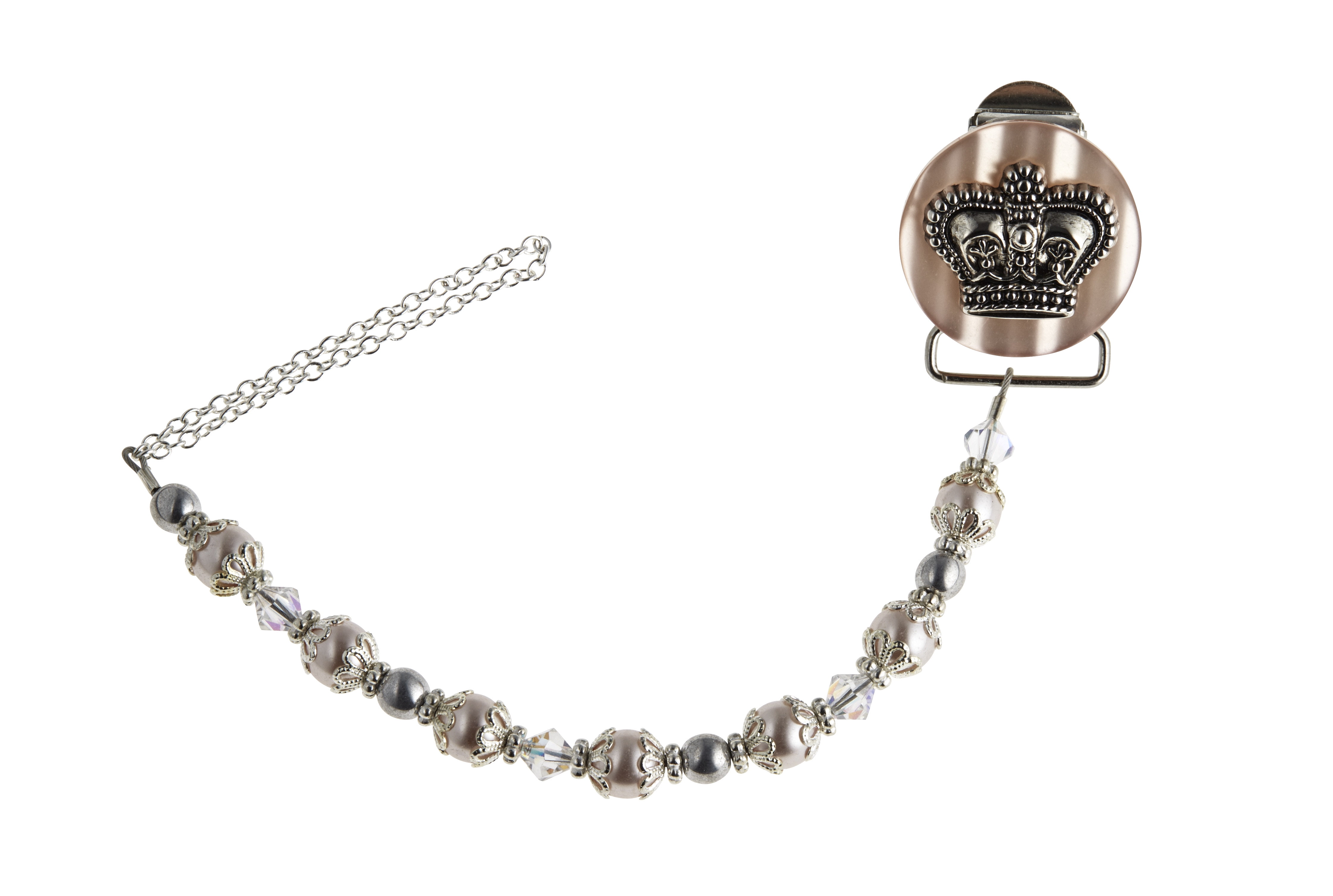 Crown Pacifier Clip with Matching Pearls