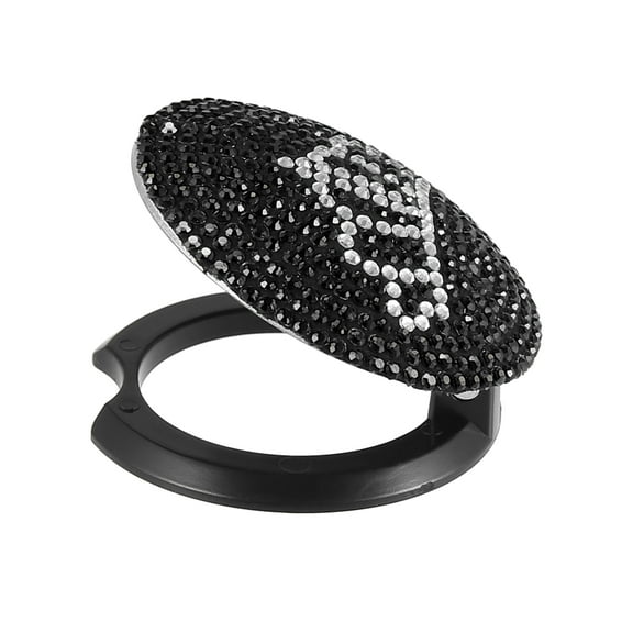 Crown Pattern Car Start Stop Engine Button Cover Black Rhinestone Universal Decorative Ring Ignition Protective Cover