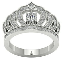 Crown Pave Set Engagement Ring For Velantine Gift 1.9 Ct Diamond 14K White Gold Over