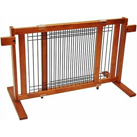 Crown Pet Freestanding Wood/Wire Pet Gate, Rubberwood 21" High -Small Span
