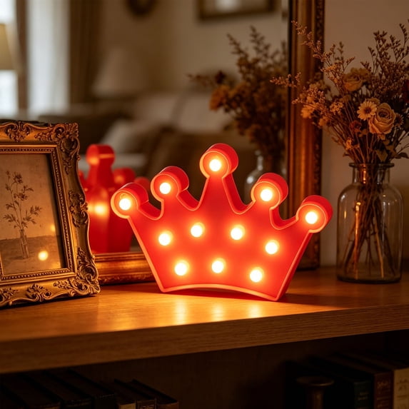 Crown Pink Room Decor, Princess Decor for Room, Princess Party Decorations, Birthday, Battery Powered Night Light for Girls