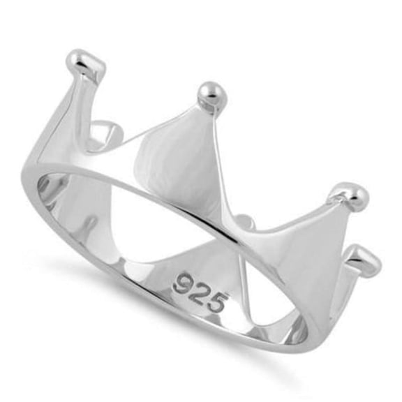 Crown Plain Handmade Ring 925 Solid Sterling Silver Band for Women Jewelry Gift