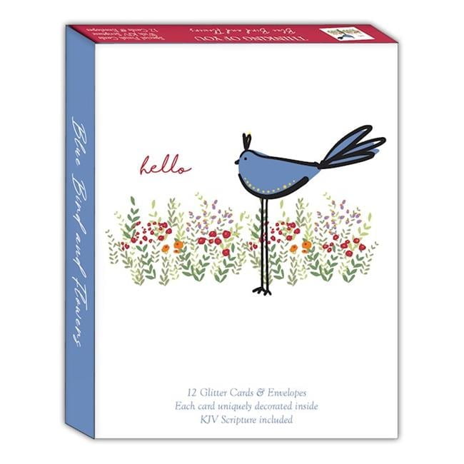 Crown Point Graphics 309274 Blue Bird & Flowers Thinking of You Shared Blessings Boxed Card