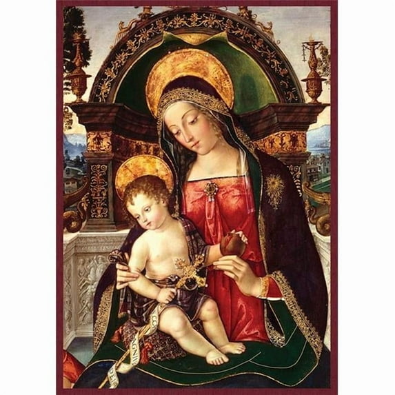 Crown Point Graphics 359823 Boxed Christmas Large Madonna & Child Altar Piece of S Maria Card - Box of 16