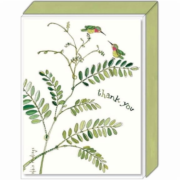 Crown Point Graphics 359836 Blank-Special Finish-Hummingbirds & Ferns & Thank You Note Card - Pack of 15