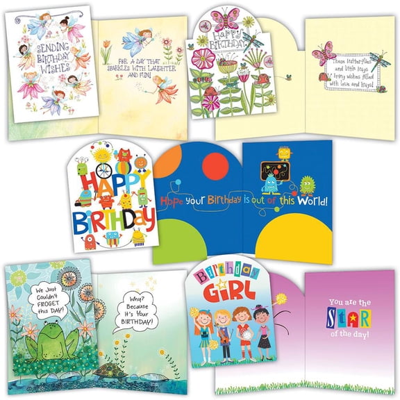 Crown Point Graphics Juvenile Birthday Cards - Assorted Birthday Cards, Box of 20