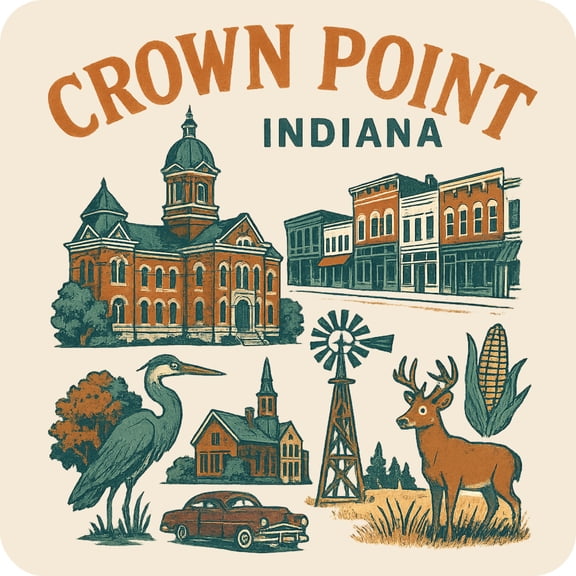 Crown Point Indiana Keepsakes Souvenir Vinyl Sticker – Destination Travel Keepsake Collectible (3-Inches Wide)
