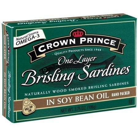 Crown Prince 1-Layer Brisling Sardines in Soy Bean Oil (Pack of 2)