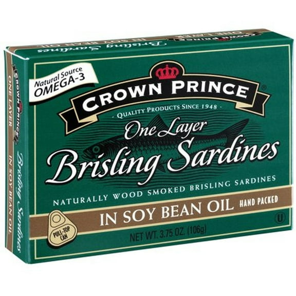 Crown Prince 1-Layer Brisling Sardines in Soy Bean Oil (Pack of 4)