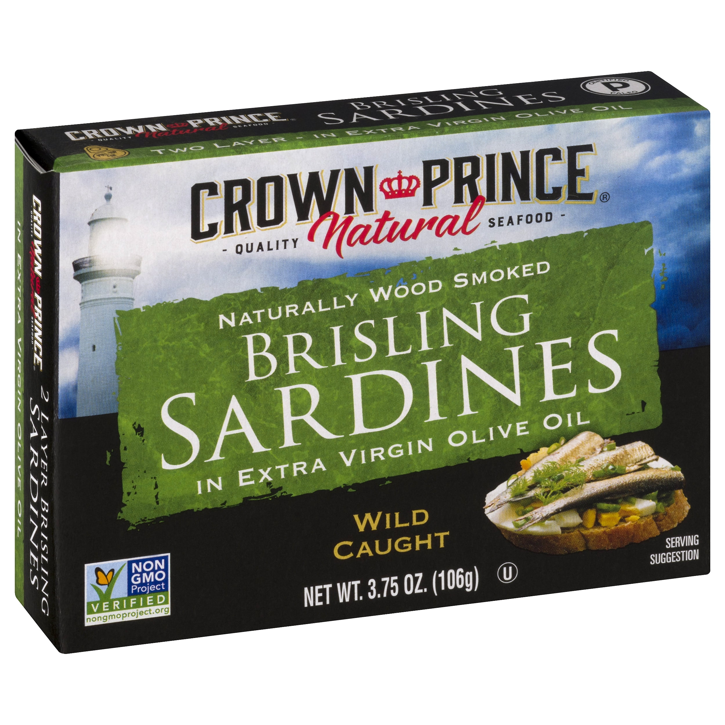 Crown Prince Brisling Sardines in Olive Oil 3.75 oz (Pack of 10)