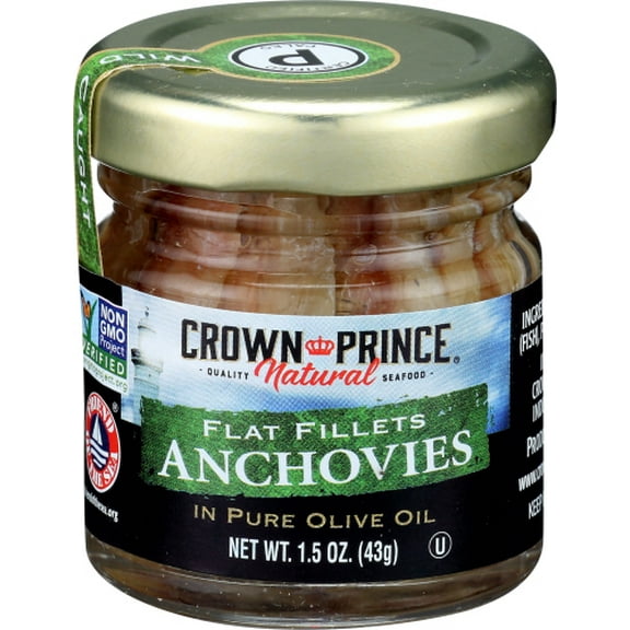 Crown Prince Flat Anchovies in Olive Oil 1.5 oz (Pack of 12)