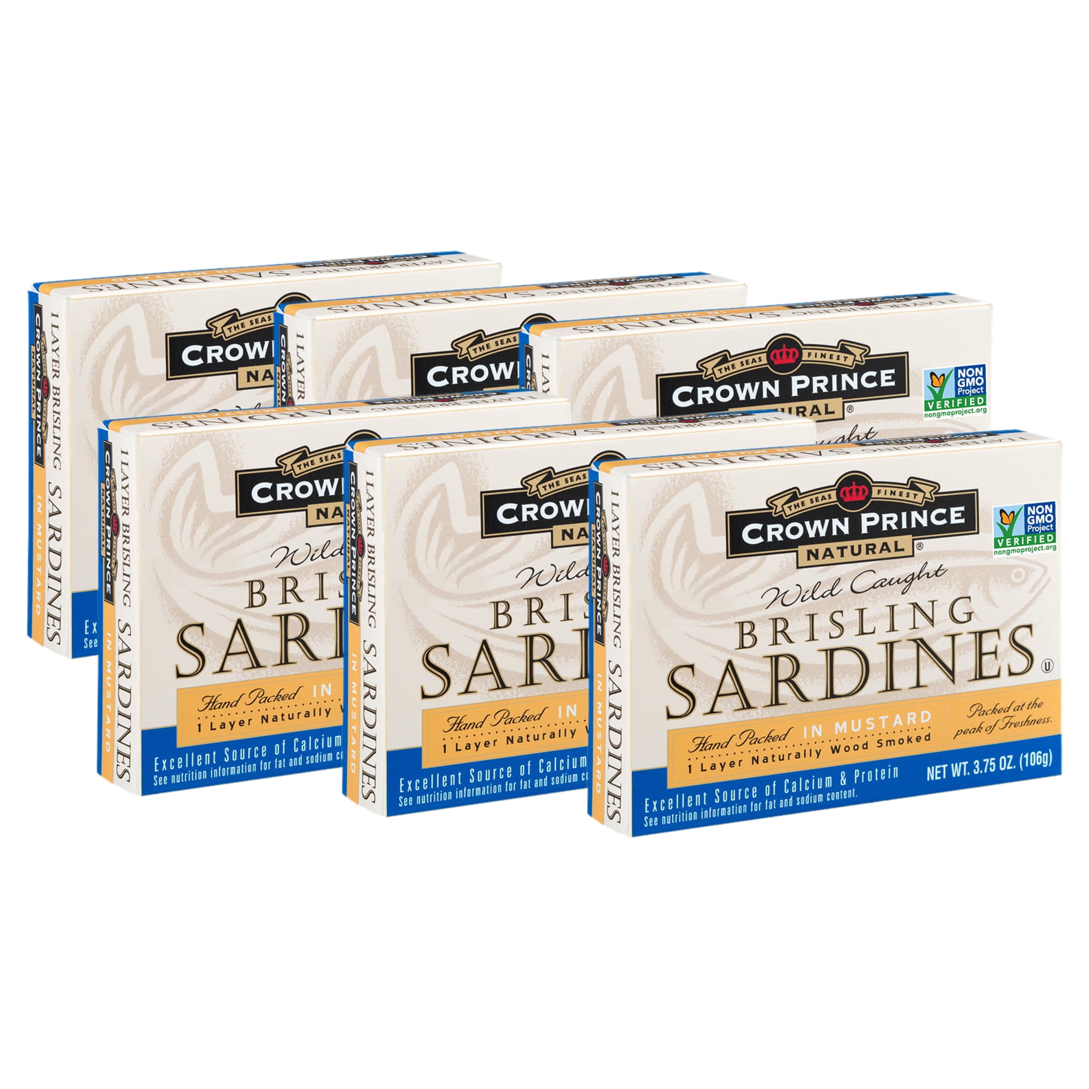(6 pack) CROWN PRINCE NATURAL SEAFOOD 1LYR BRISLING SARDINES IN