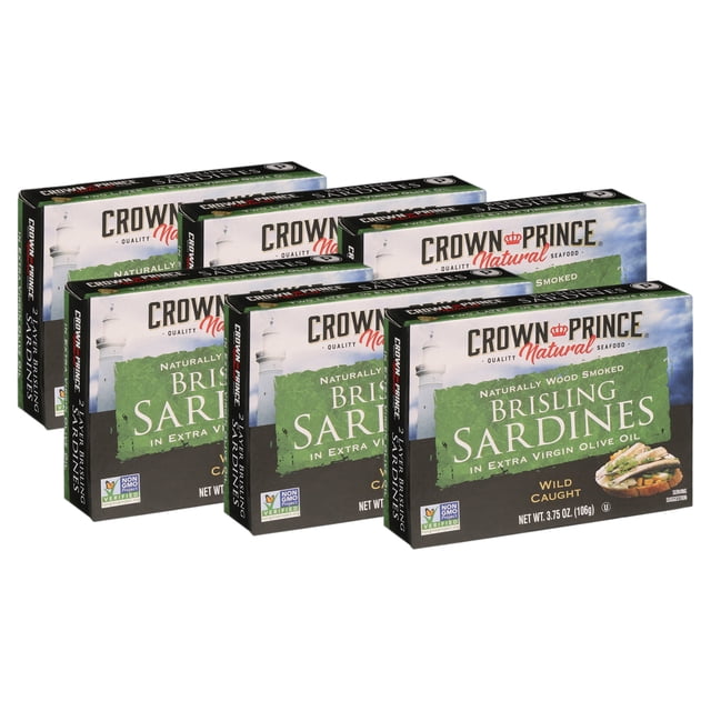 (6 pack) CROWN PRINCE NATURAL SEAFOOD 2LYR BRISLING SARDINES IN EXTRA
