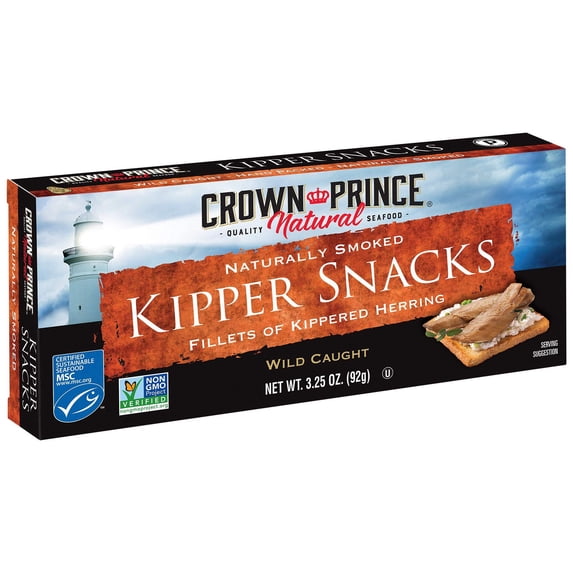 Crown Prince Natural Kipper Snacks - Low in Sodium, 3.25 Ounce Cans (Pack of 18)