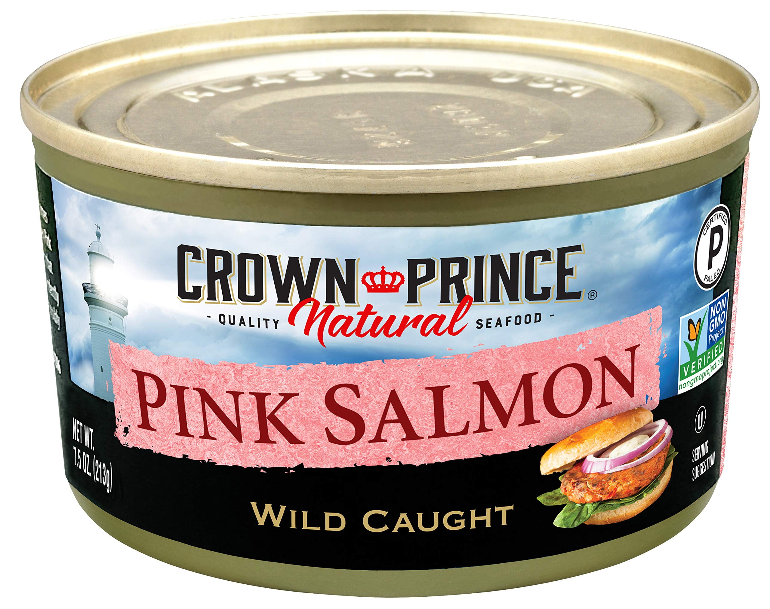 Crown Prince Natural Pink Salmon - Low in Sodium, 7.5-Ounce Cans (Pack of 12)