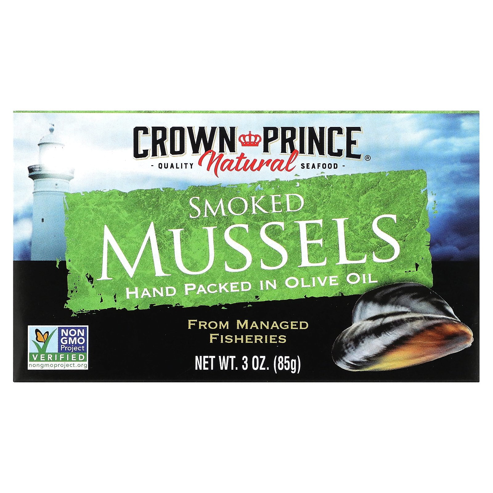 Crown Prince Natural Smoked Mussels, In Olive Oil, 3 oz (85 g)