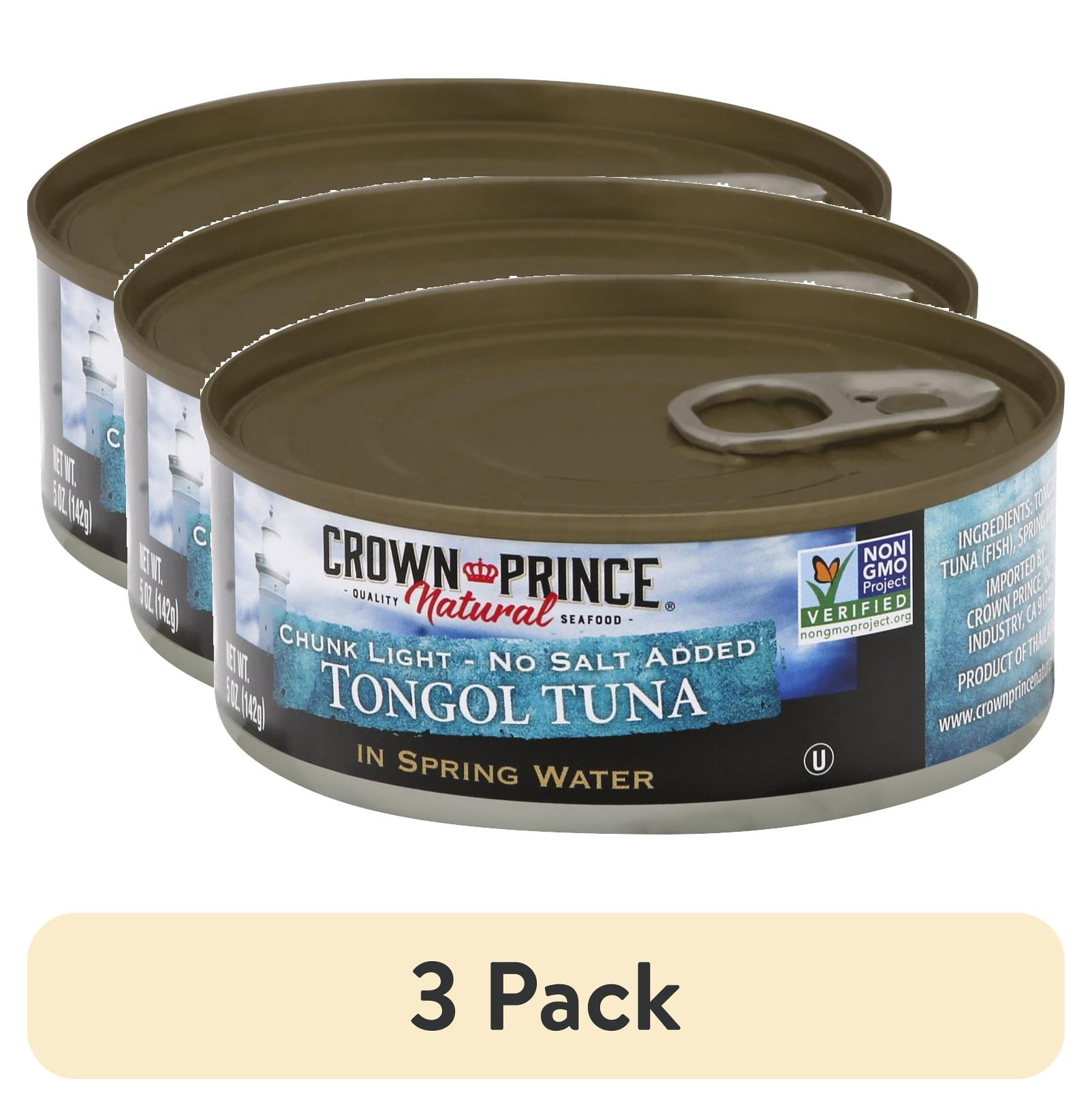(3 pack) Crown Prince Natural Tongol Tuna, Chunk Light, In Spring Water