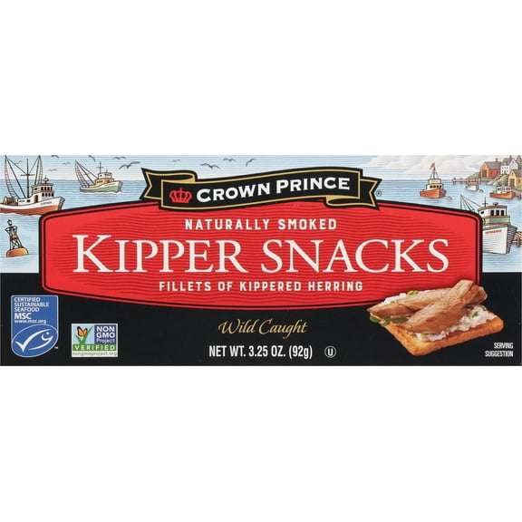 Crown Prince Kipper Snacks, Naturally Smoked, 3.25 oz Can