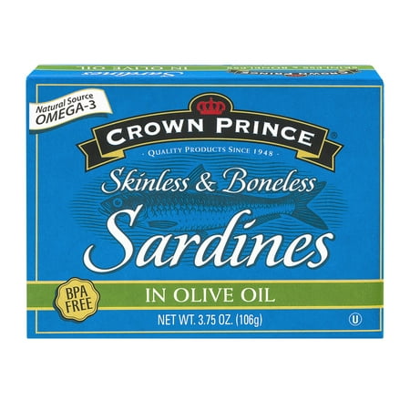 Crown Prince Skinless Boneless Sardines in Olive Oil, 3.75 Oz