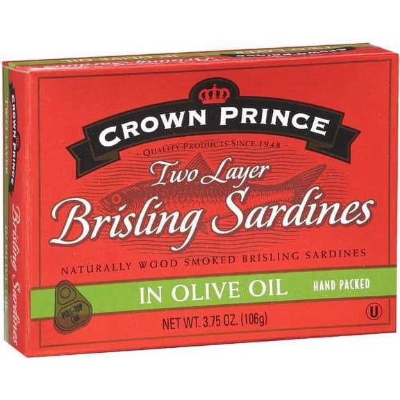 Crown Prince Brisling Sardines in Olive Oil 3.75 oz (Pack of 4)