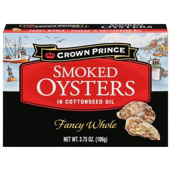 Crown Prince Fancy Whole Smoked Oysters in Cottonseed Oil, 3.75 oz Can