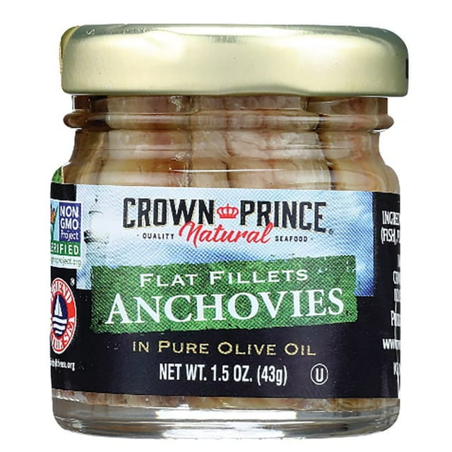 Crown Prince Wild Caught Anchovies Flat Fillets in Pure Olive Oil 1.5