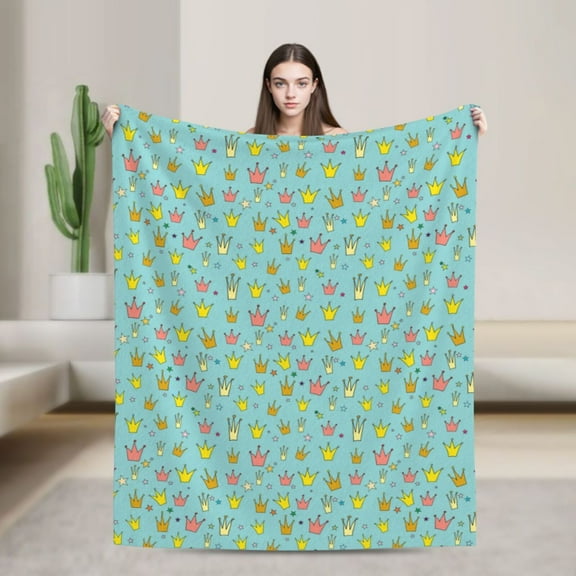 Crown Princess Blanket, Gifts for Men Women, Cozy Warm Flannel Throw Blankets for Home Decor Bed Couch 50"x40"