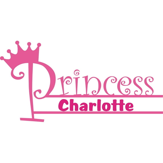 Crown Princess Pink Princess Customized Wall Decal - Custom Vinyl Wall Art - Personalized Name - Baby Girls Boys Kids Bedroom Wall Decal Room Decor Wall Stickers Decoration Size (15x30 inch)