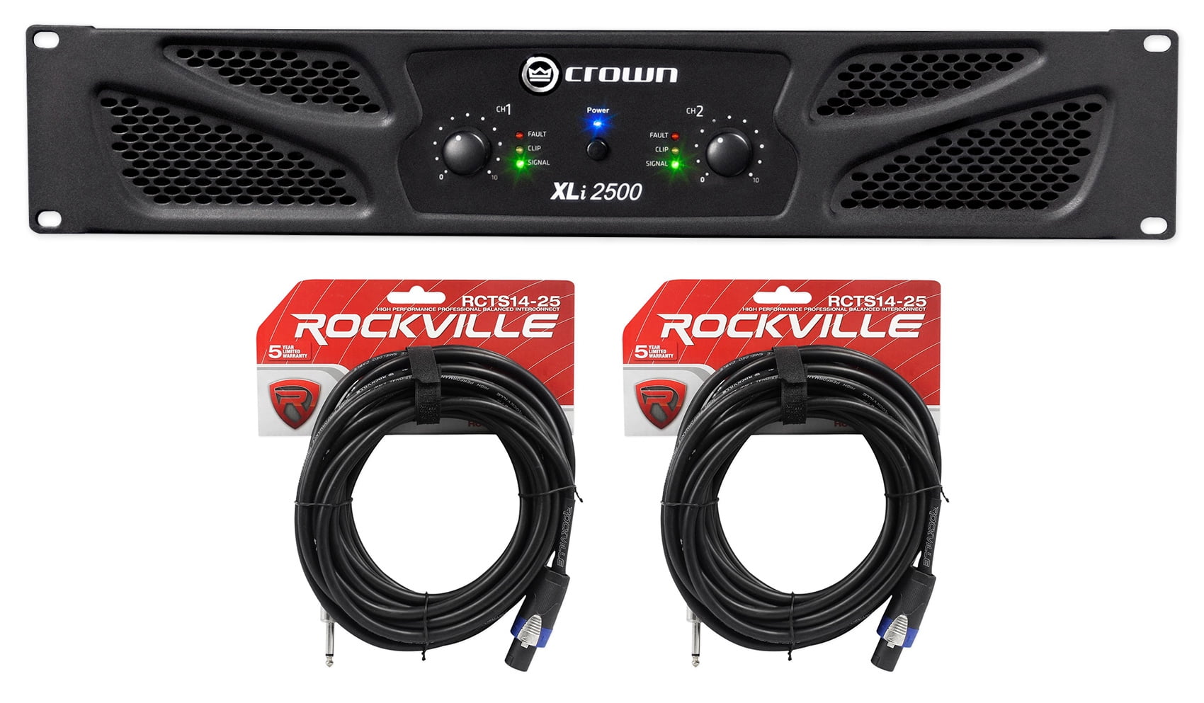 CROWN CANDY Crown Pro Audio XLi2500 1500w 2 Channel DJ/PA Amplifier+2 Speakon to 1/4" Cables