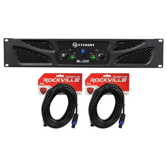 Crown Pro Audio XLi2500 1500w 2 Channel DJ/PA Amplifier Amp+(2) Speakon Cables