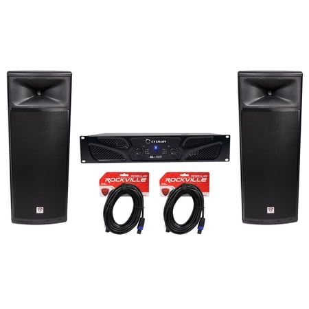 Crown Pro XLi1500 900w 2 Channel DJ/PA Power Amplifier+Dual 15” Speakers+Cables