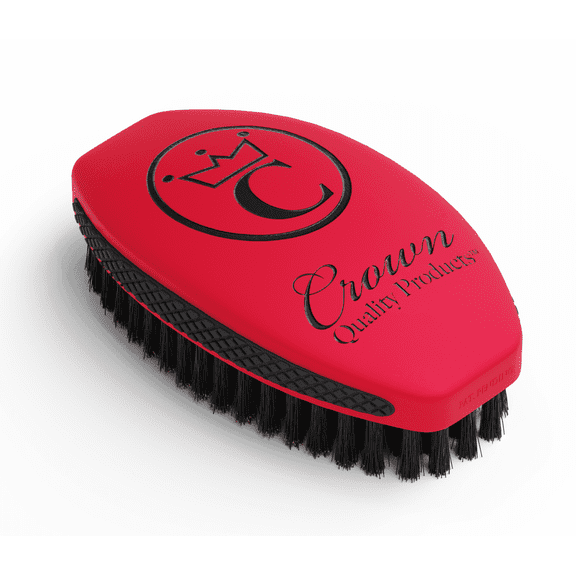 Crown Quality Products 360 Sport Wave Caesar 2.0 Boar Bristle Hairbrush, Soft, Red Velvet - Non-Slip Grip, Waterproof Design - The Ultimate 360 Wave Brush