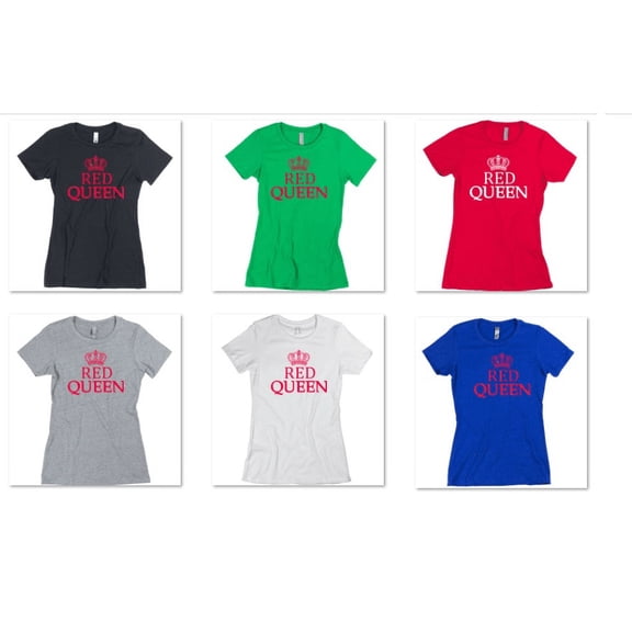 Crown Red Queen Printed Design Lady Shirt Graphic T-Shirt Soft and Comfy Shirt, Lightweight Shirt White Short Sleeve Tee 2X-Large