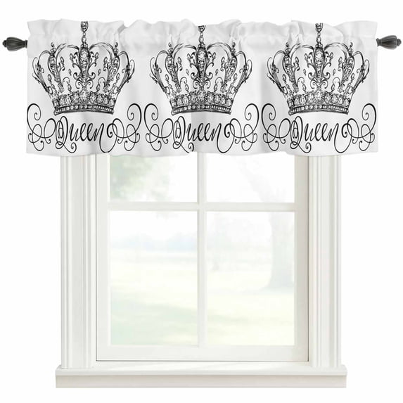 Crown Retro Window Valance Curtain Simple Style Rod Pocket Short Curtain for Living Room, Bedroom & Kitchen Window Decor 60x18in
