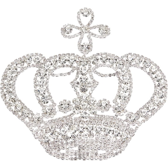 Crown Rhinestone Patches Crown Sewing on Appliques 4.6x4.3 inch Rhinestone Applique Glitter Applique Patch for Wedding Dress Prom Dress Bridesmaid Dress Crystal