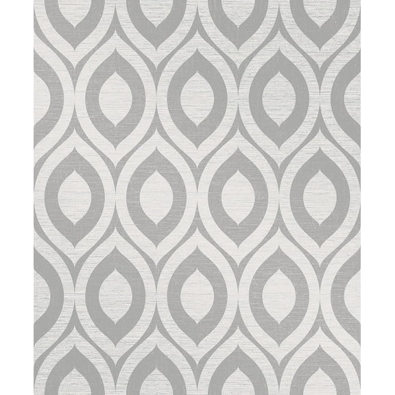 Crown Rimini Grey Geometric Unpasted Paper Wallpaper, 20.5-in by 33-ft, 56.4 sq. ft.
